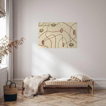 Poster - Lines and Shapes - a bead labyrinth on a pale, worn background