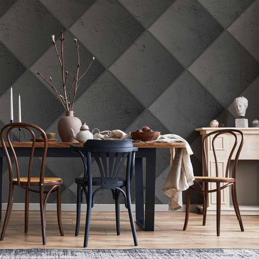 Fototapete - Grey symmetry - geometric pattern in concrete pattern with light joints Artgeist