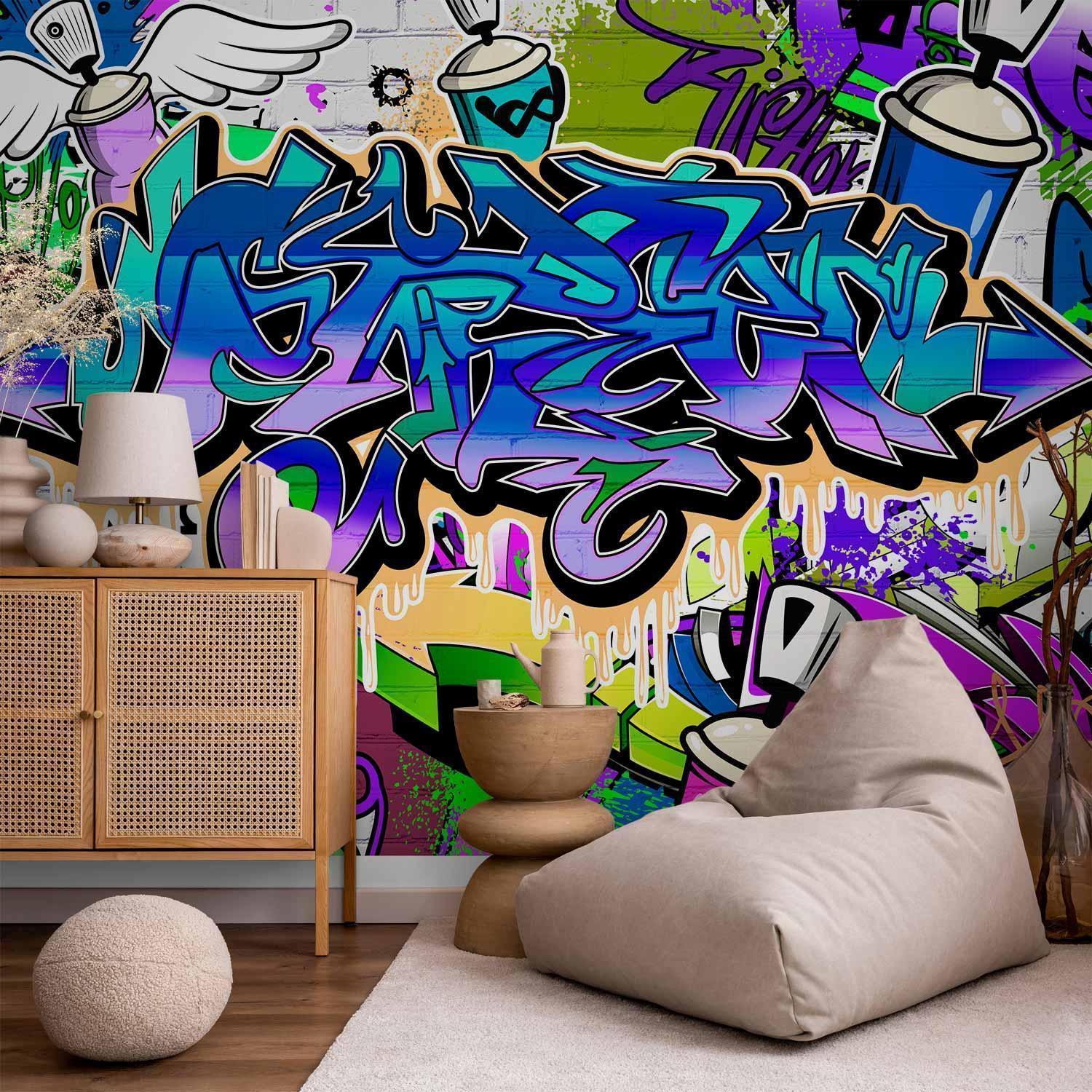 Fototapete - Graffiti: violet theme Artgeist