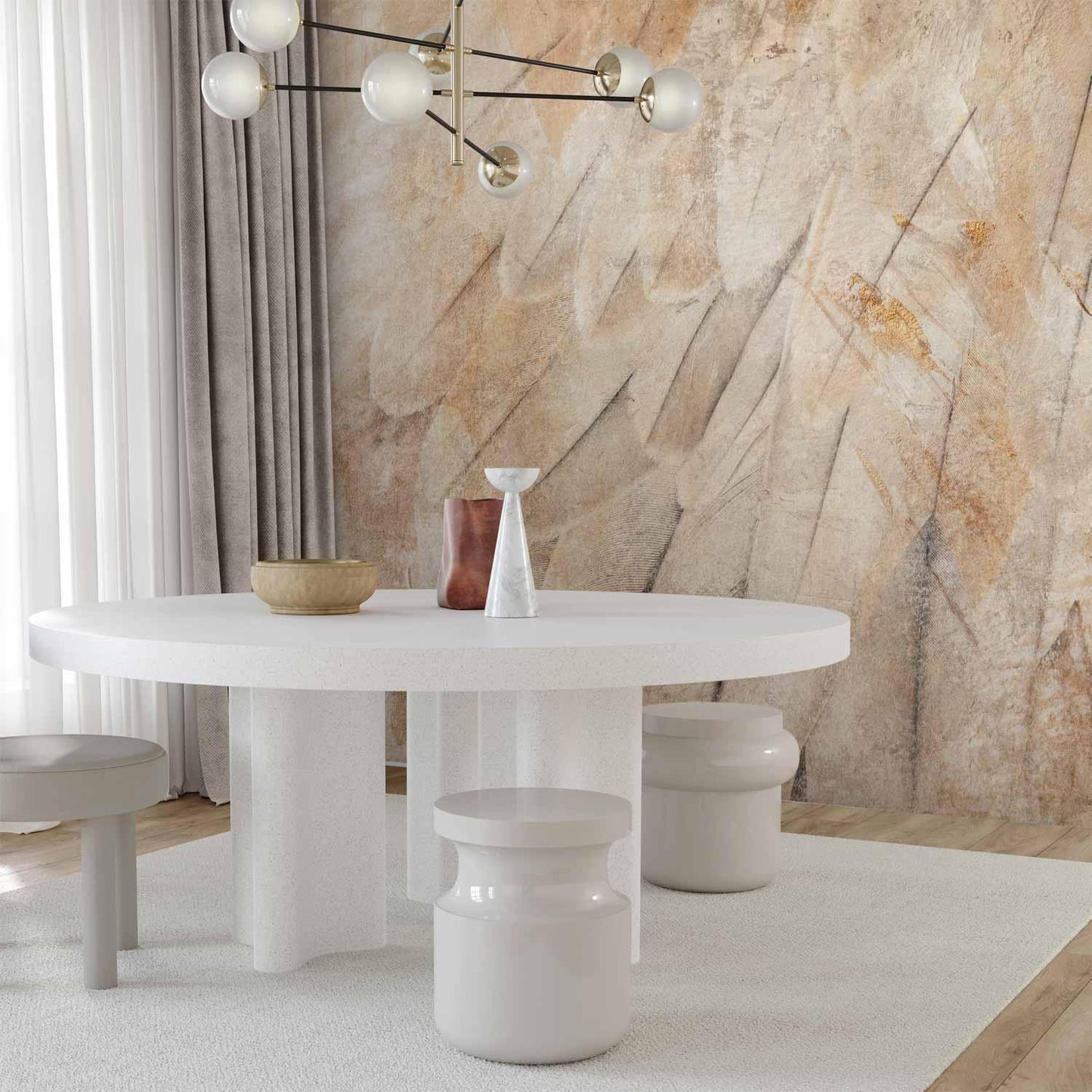 Fototapete - Bird's wings - minimalist close-up on beige feathers with pattern