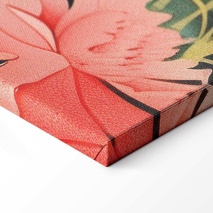 Leinwandbild - By an Asian pond - an illustration in the style of a Japanese engraving, depicting a heron