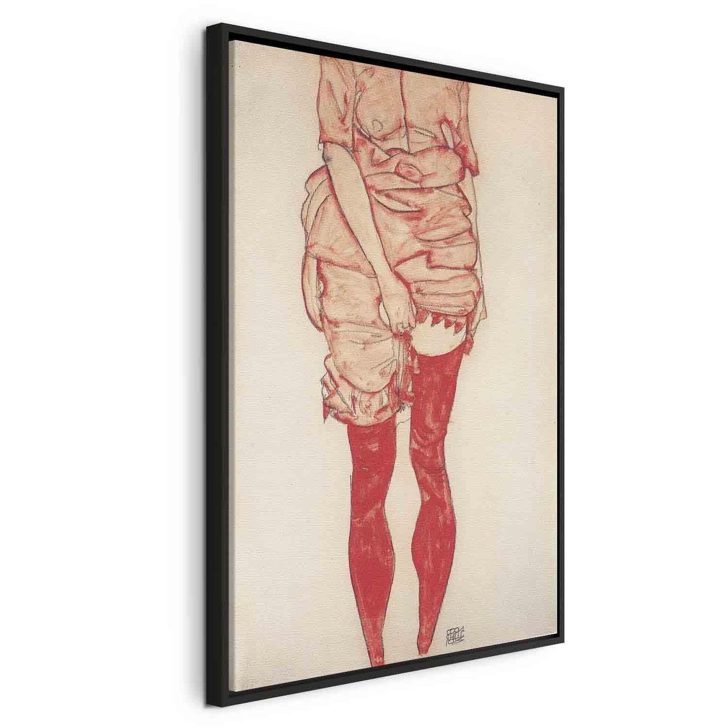 Leinwandbild - Stehende Frau in Rot Artgeist