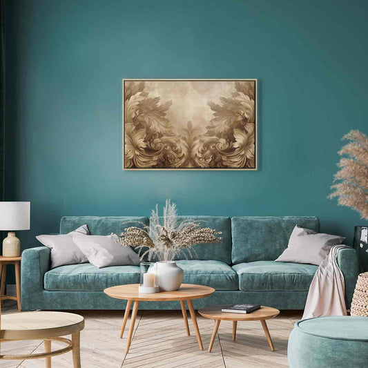Leinwandbild - Carved Baroque Ornaments Rich Composition in Sepia Colors Artgeist