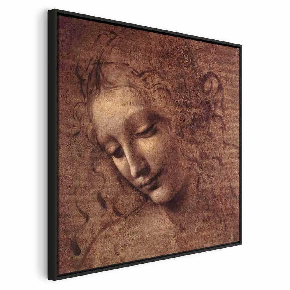 Leinwandbild - Leonardo da Vinci – Head of a Young Woman (Leda)