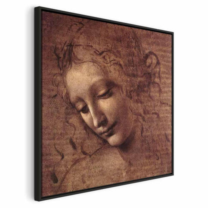 Leinwandbild - Leonardo da Vinci – Head of a Young Woman (Leda)