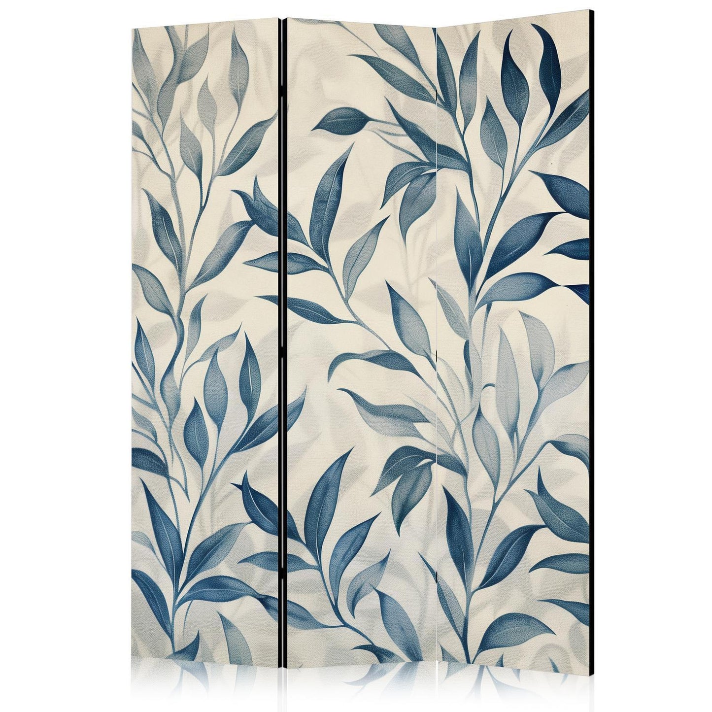 Paravent - Leaves in Blue Colors - Delicate Botanical Motif Artgeist