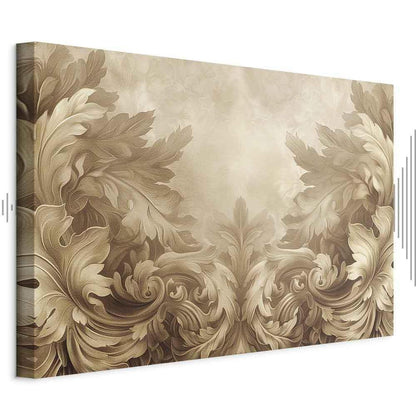 Leinwandbild - Carved Baroque Ornaments Rich Composition in Sepia Colors