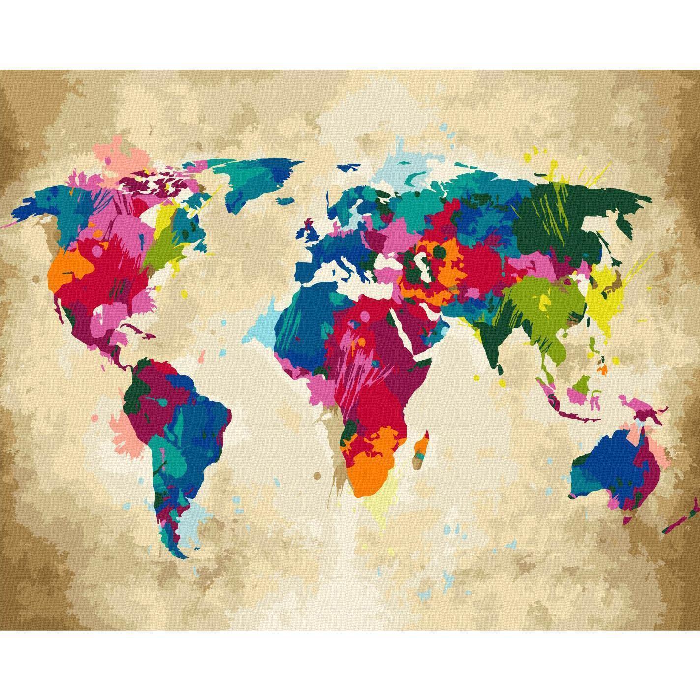 Malen nach Zahlen - World Map (Colourful)