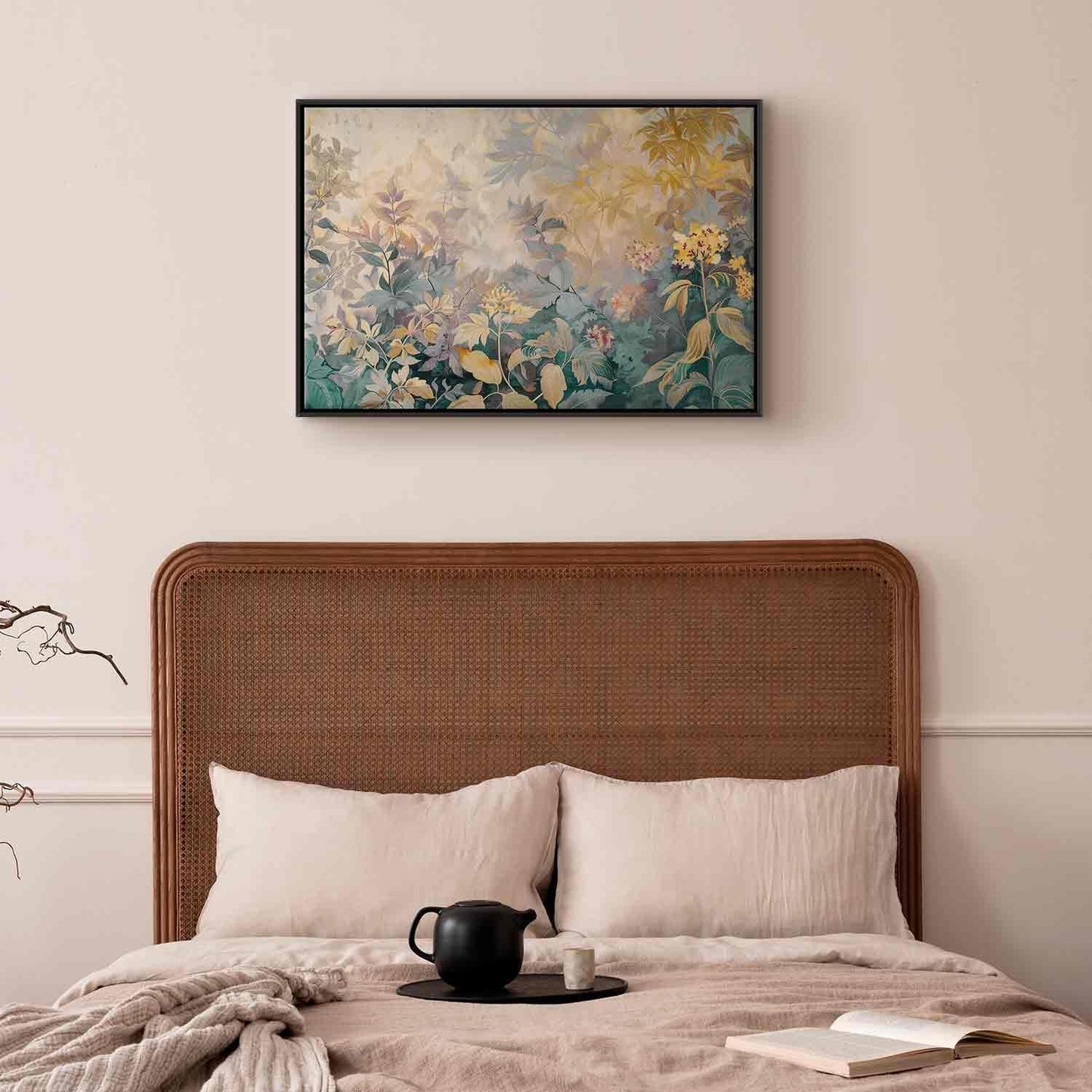 Leinwandbild - Tapestry Pattern with a Meadow and Flowers Kilim with a Spring Motif