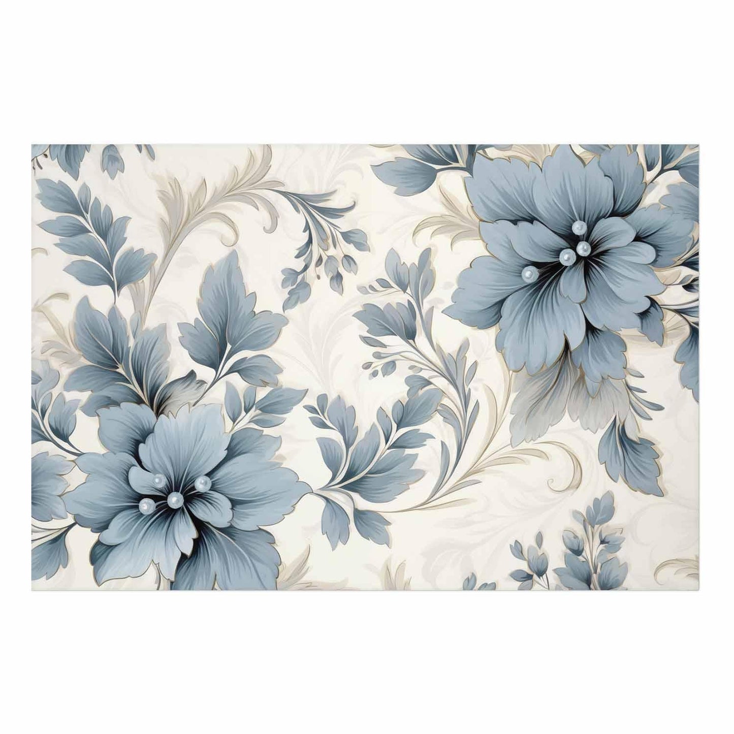Poster - Turquoise Ornamental Retro Flowers