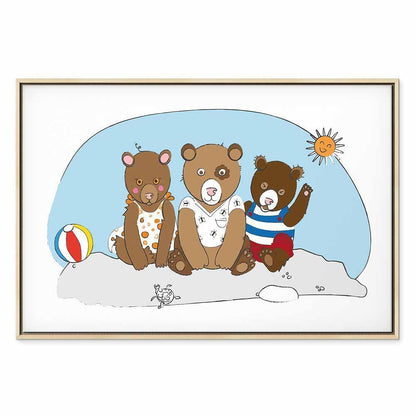 Leinwandbild - Teddy Bears on the Beach (1 Part) Wide