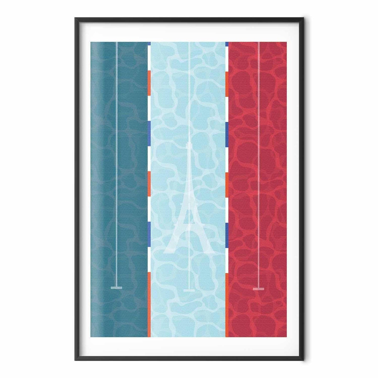 Poster - Illustration of a Pool Against the French Flag