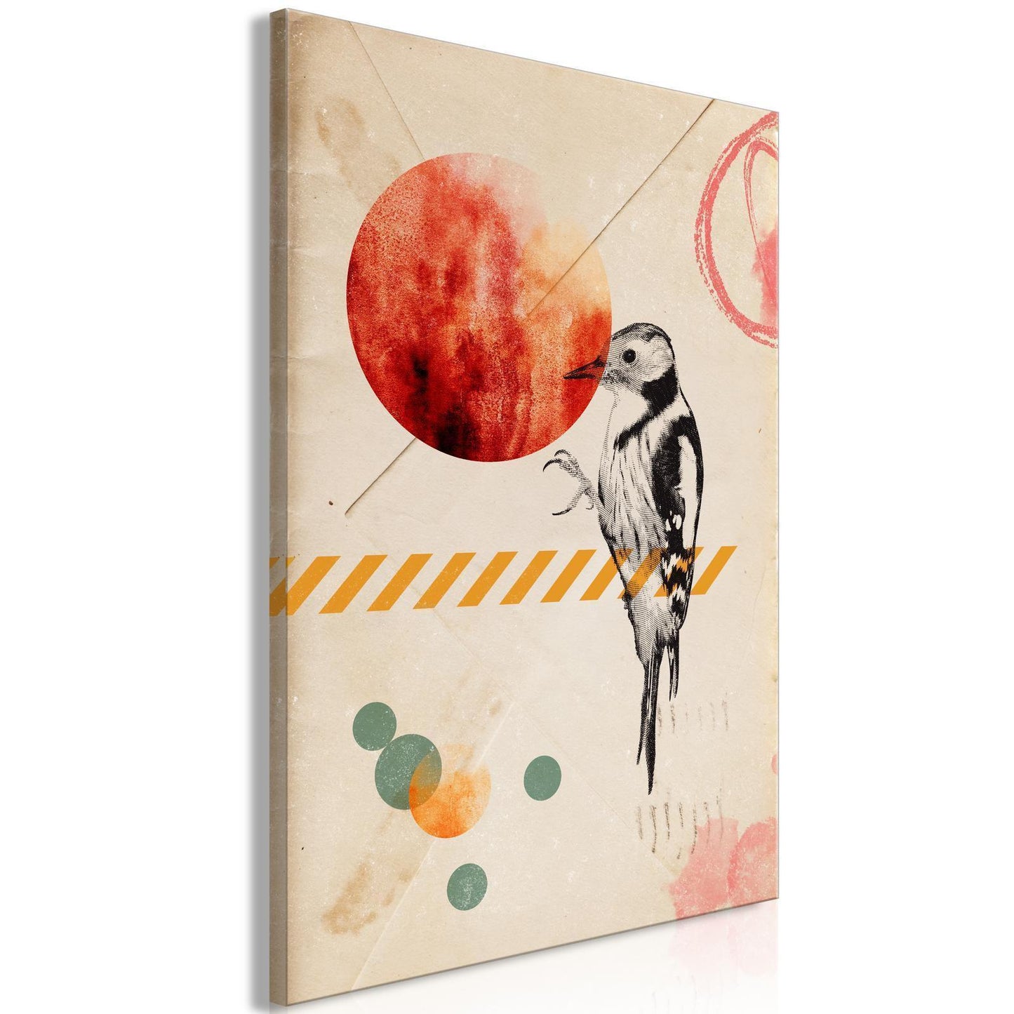 Bird Mail – Charmantes Leinwandbild im Vintage-Stil