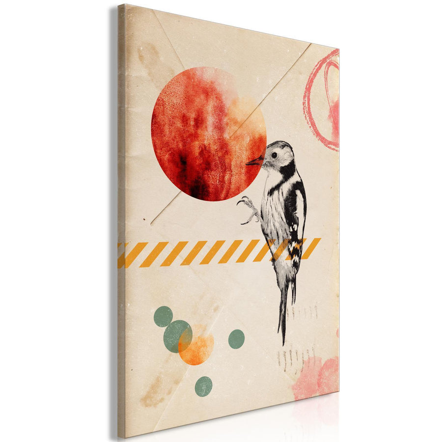 Bird Mail – Charmantes Leinwandbild im Vintage-Stil