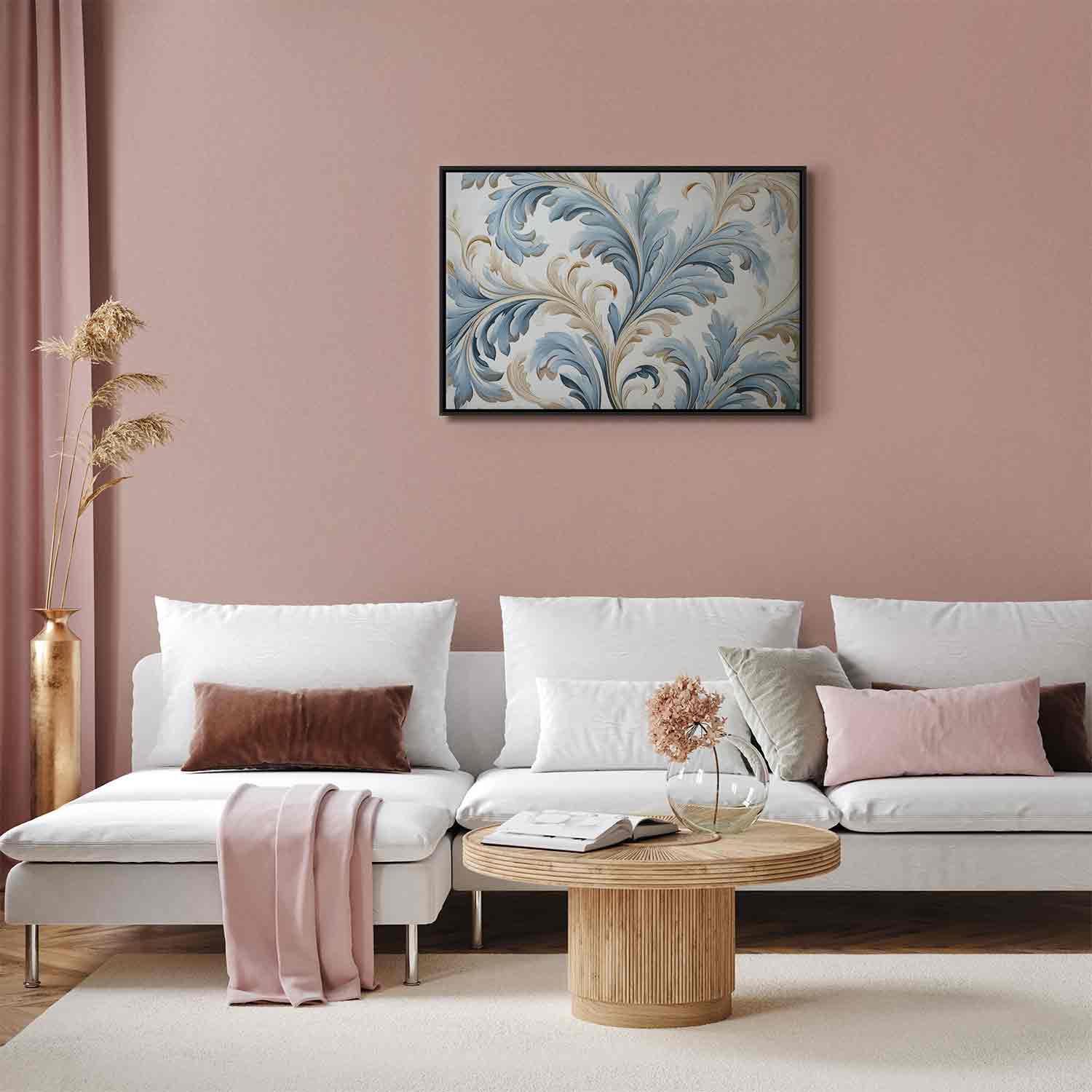 Leinwandbild - Baroque Ornaments in Light Cream-Blue Hues Artgeist