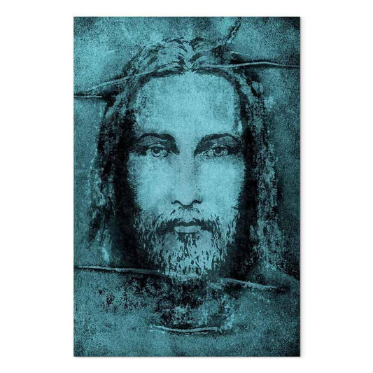 Leinwandbild - Shroud of Turin in Turqoise (1 Part) Vertical