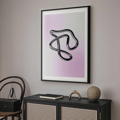 Poster - Silver Intricacies - fluid metallic figure on a gradient background Artgeist