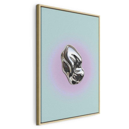 Leinwandbild - Metallic Form - Abstract Sculpture on a Mint Background with a Purple Halo