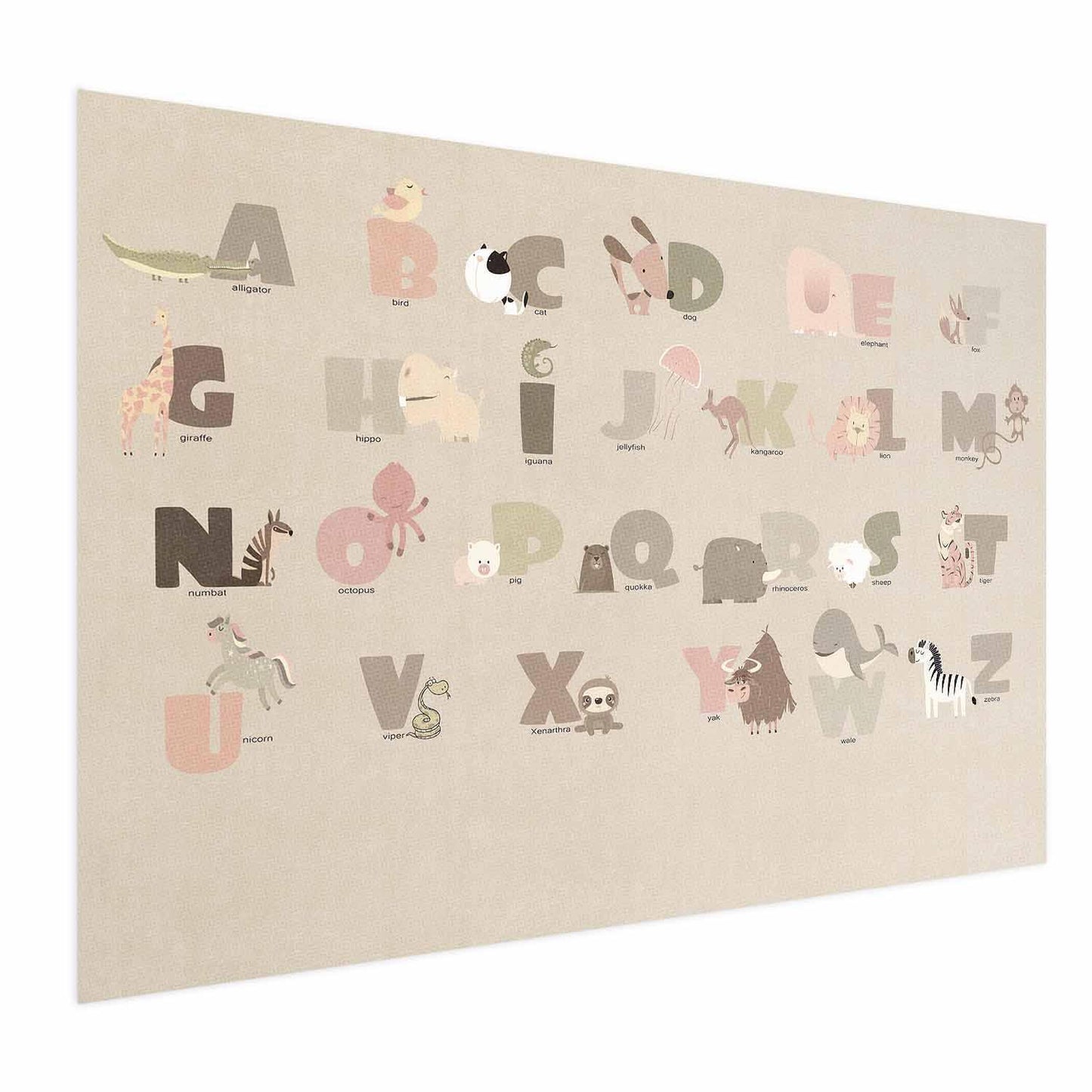 Poster - Beige Alphabet Artgeist