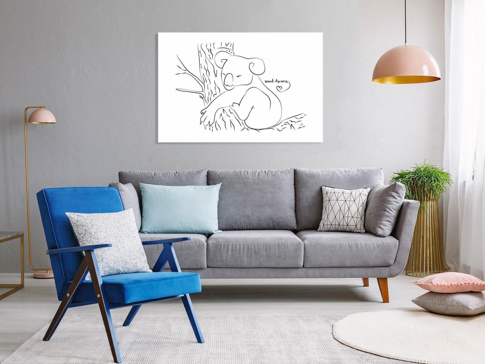 Leinwandbild - Quiet Charm of Nature (1-part) - Sleeping Koala in Black and White Artgeist
