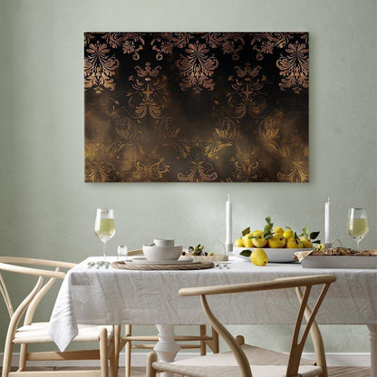 Leinwandbild - Baroque Ornaments in Patinated Gold and Browns: Retro Motif