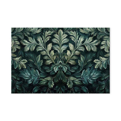 Leinwandbild - Dark Green Victorian Leaves: Botanical Carved Composition