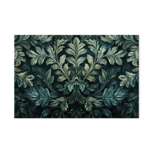 Leinwandbild - Dark Green Victorian Leaves: Botanical Carved Composition