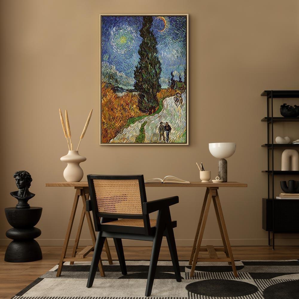 Leinwandbild - Vincent van Gogh – Road with Cypress and Star