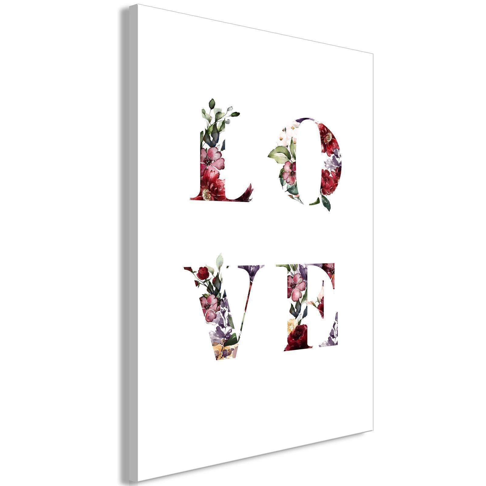 Leinwandbild - Love in Flowers (1 Part) Vertical Artgeist
