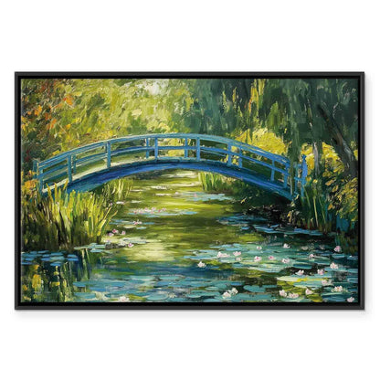 Leinwandbild - Impressionist bridge - painting of a bridge against a picturesque background