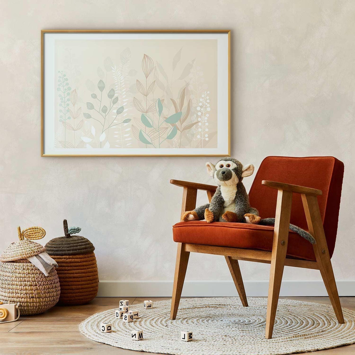 Poster - Pastel-Beige Meadow Artgeist
