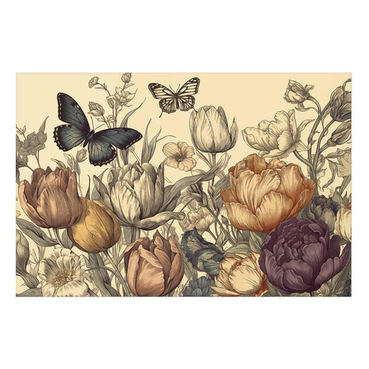 Poster - Colorful Tulips on a Cream Background