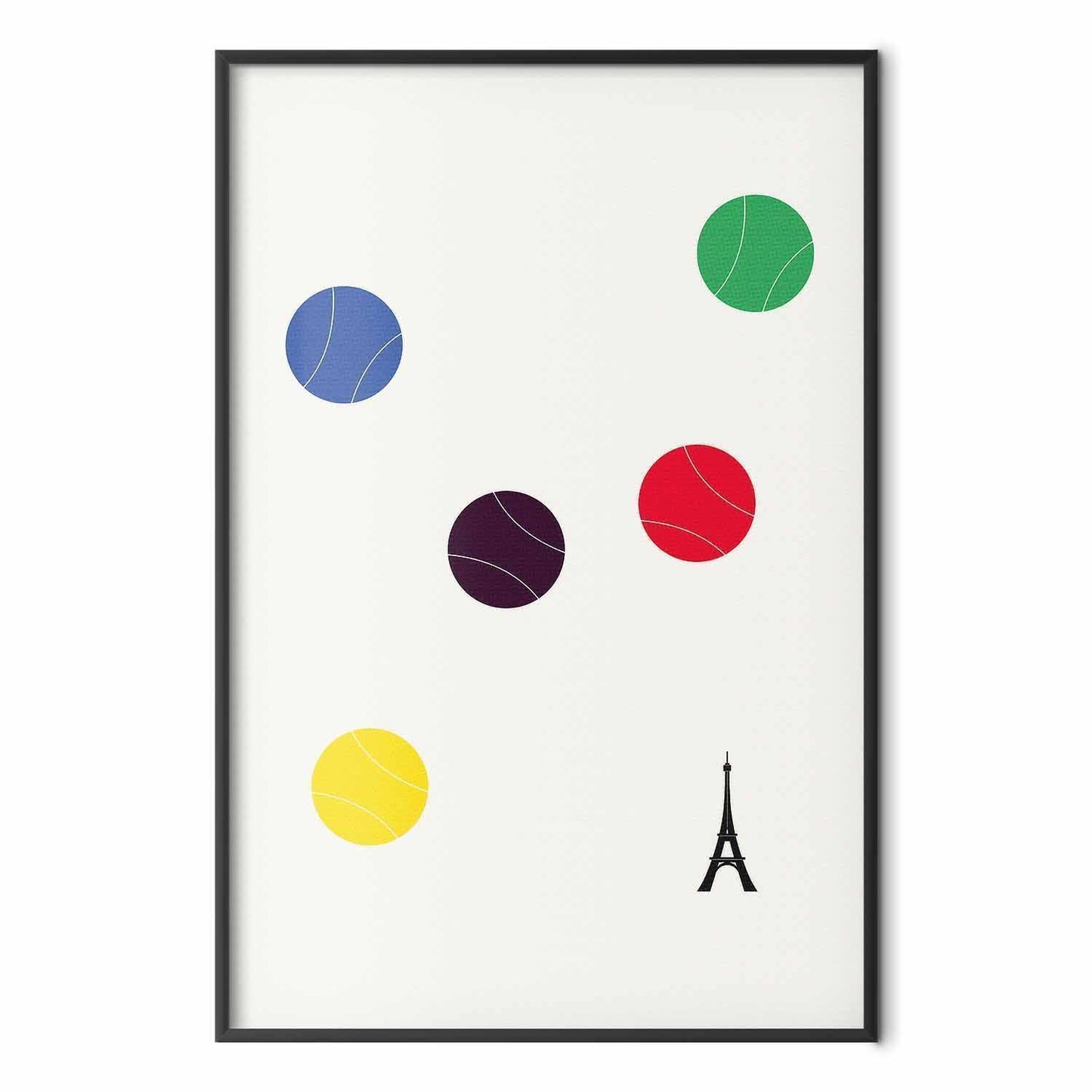Poster - Eiffel Tower and Colorful Tennis Balls