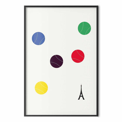 Poster - Eiffel Tower and Colorful Tennis Balls