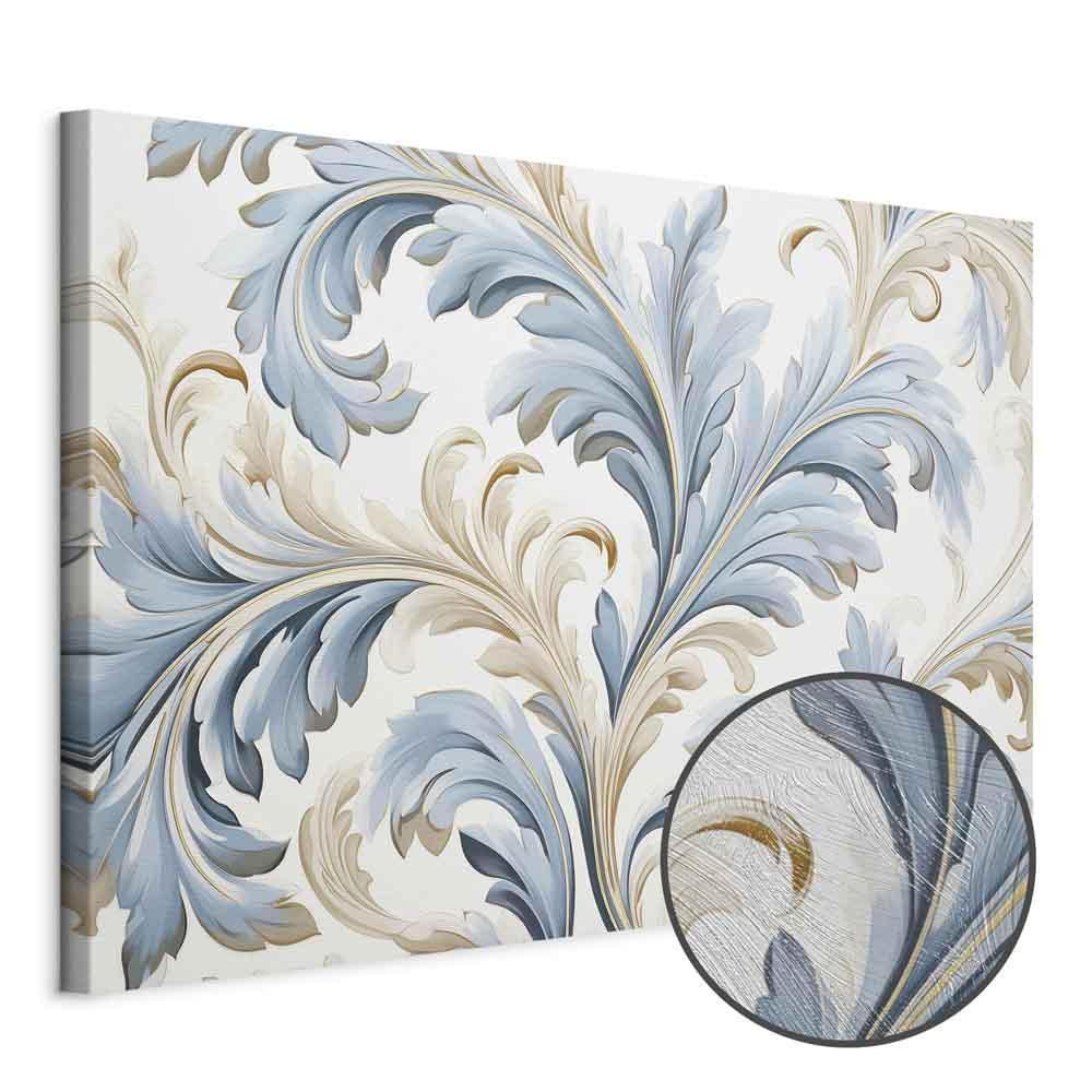 Leinwandbild - Baroque Ornaments in Light Cream-Blue Hues