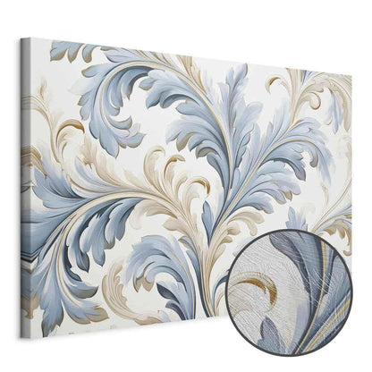 Leinwandbild - Baroque Ornaments in Light Cream-Blue Hues