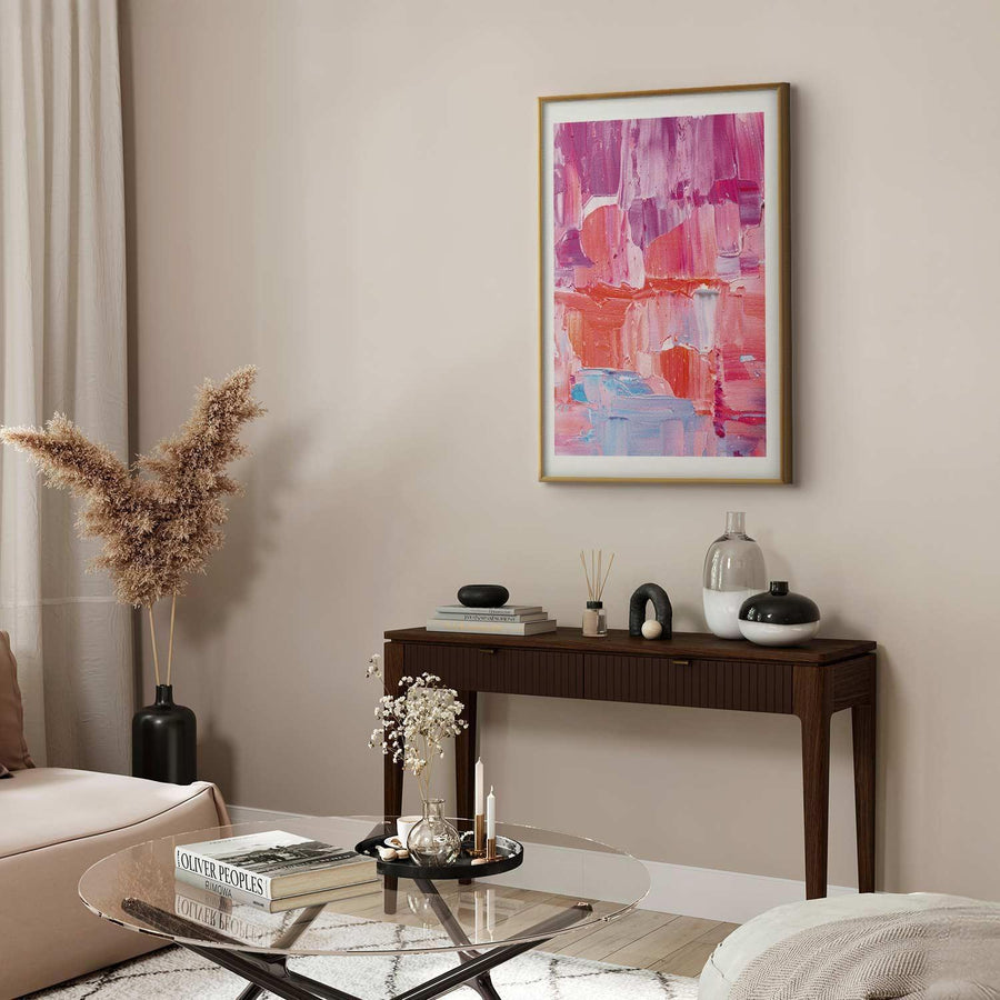 Poster - Colorful Strokes - intense shades of pink and purple on canvas Artgeist
