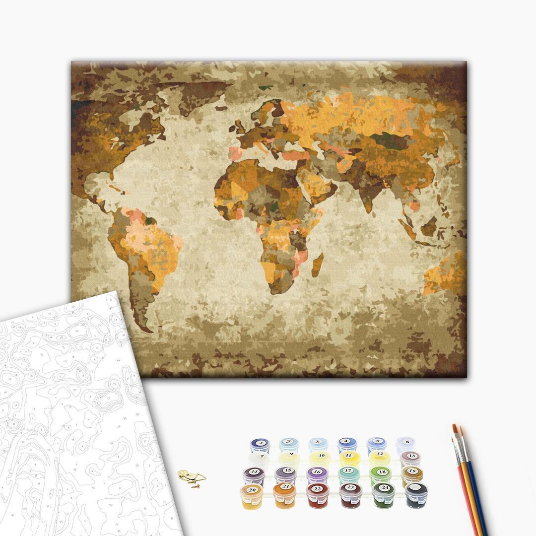 Malen nach Zahlen - Brown World Map