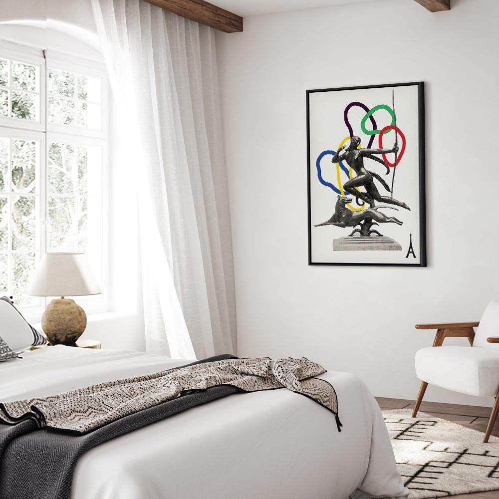 Leinwandbild - Woman With Dog - Illustration