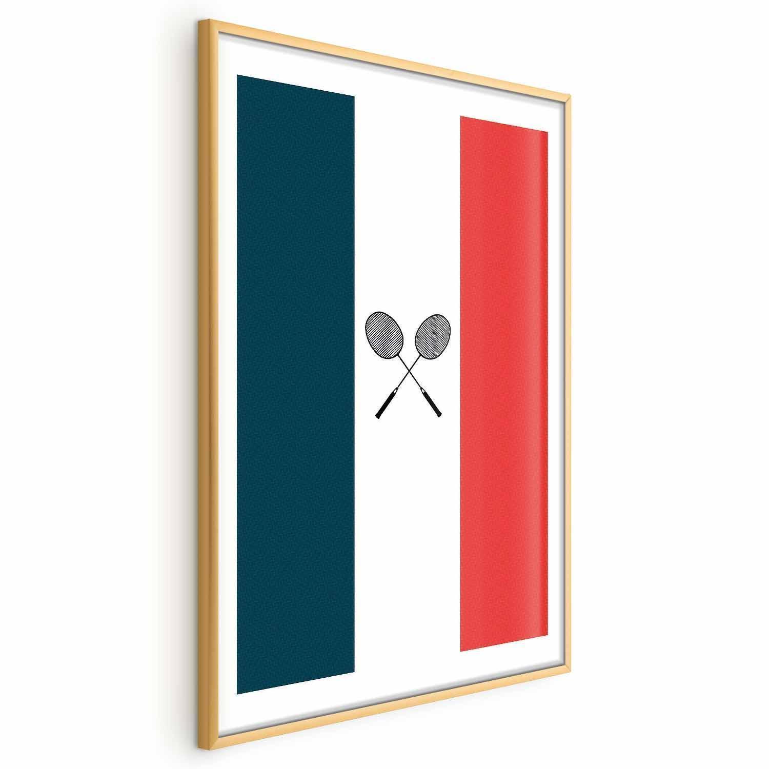 Poster - French Flags and Black Badminton Rackets Artgeist
