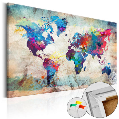 Korkbild - World Map: Colourful Madness Artgeist
