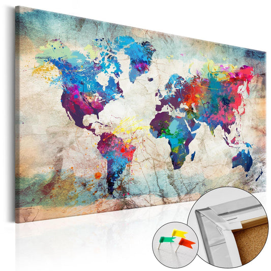 Korkbild - World Map: Colourful Madness Artgeist