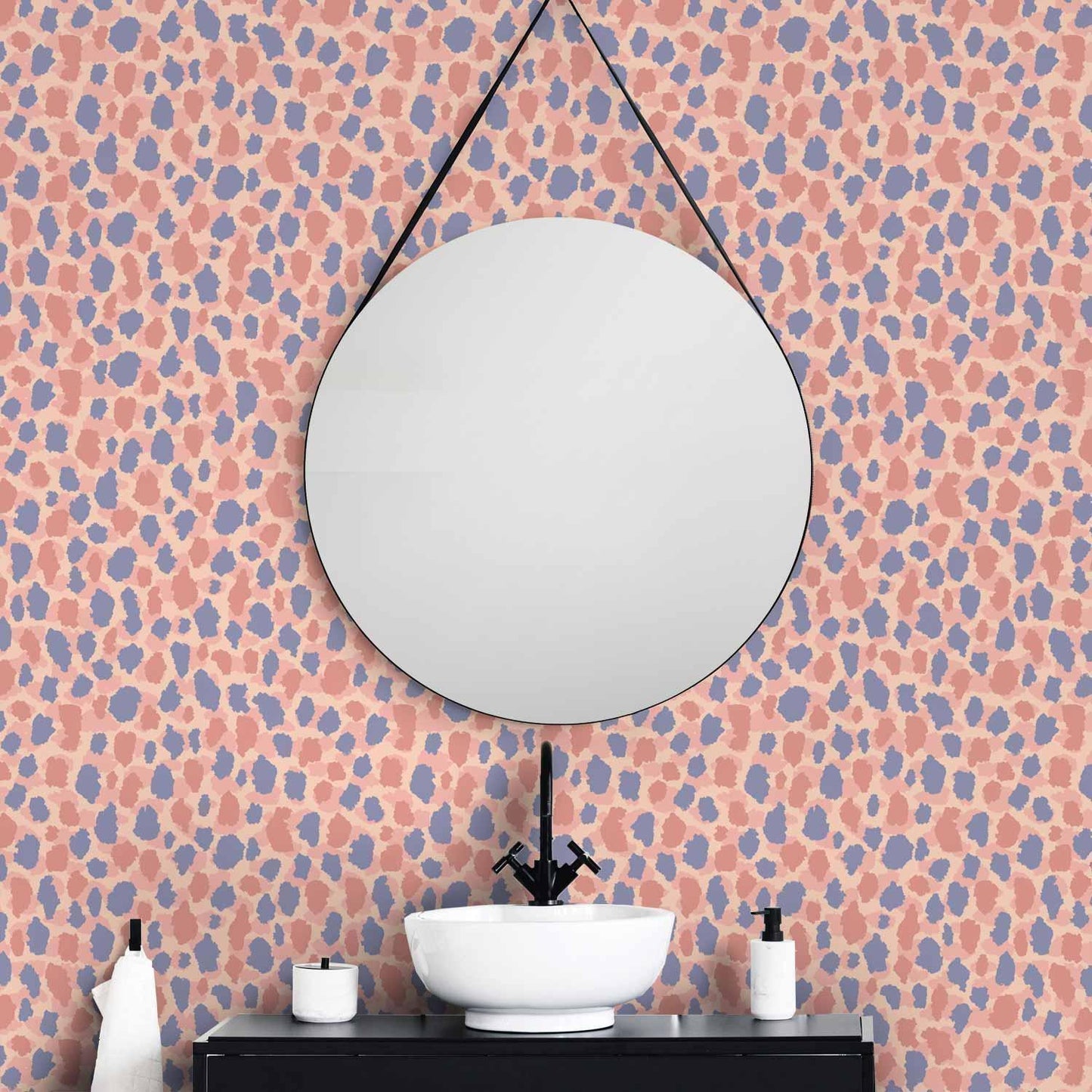 Tapete - Giraffe Pattern - colorful animal pattern in blue-pink spots