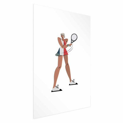 Poster - Tennis Player with a Racket on a White Background - Illustration