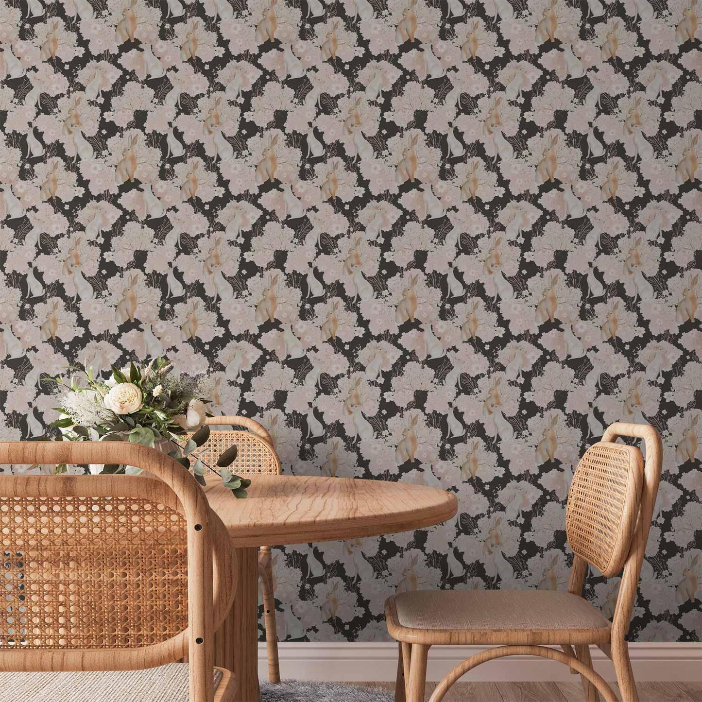 Tapete - White and beige hares