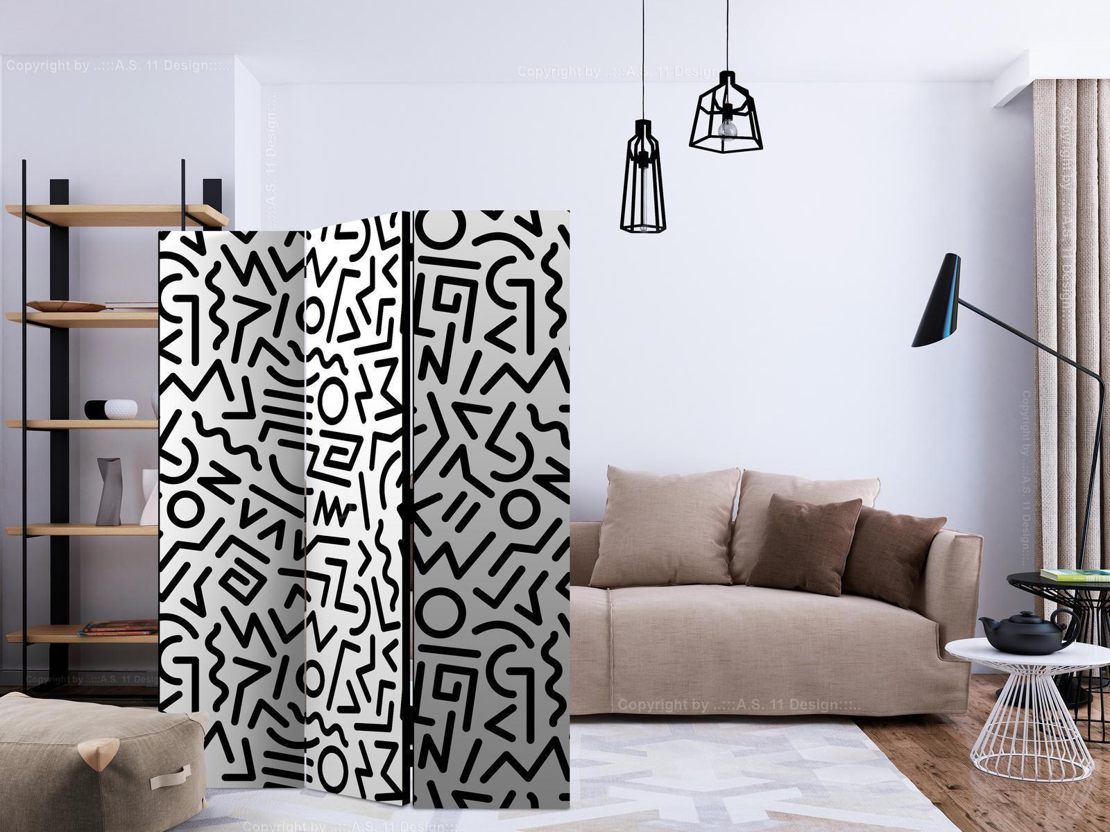 Paravent - Black and White Maze Artgeist