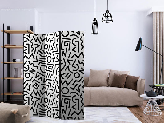 Paravent - Black and White Maze Artgeist