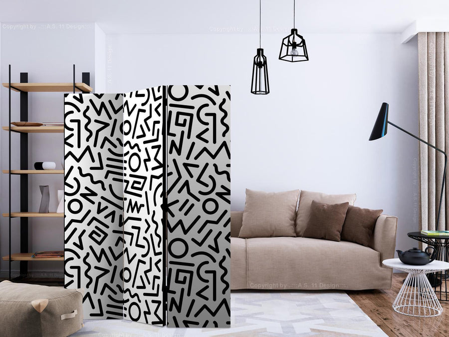 Paravent - Black and White Maze Artgeist