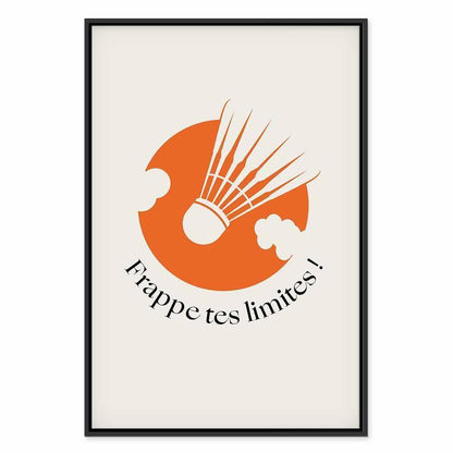 Leinwandbild - Badminton Shuttlecock on an Orange Circle Background