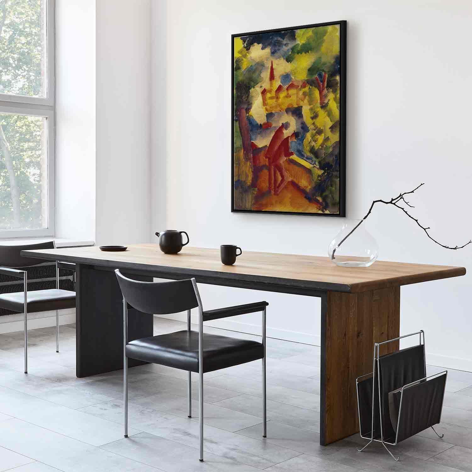 Leinwandbild - Männer auf der Straße am See (August Macke) Artgeist